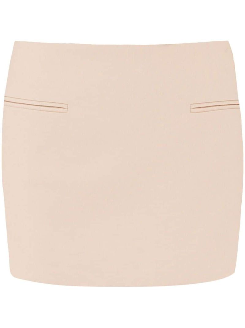 Neutral Virgin Wool Mini Skirt