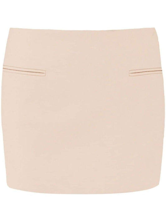 Neutral Virgin Wool Mini Skirt