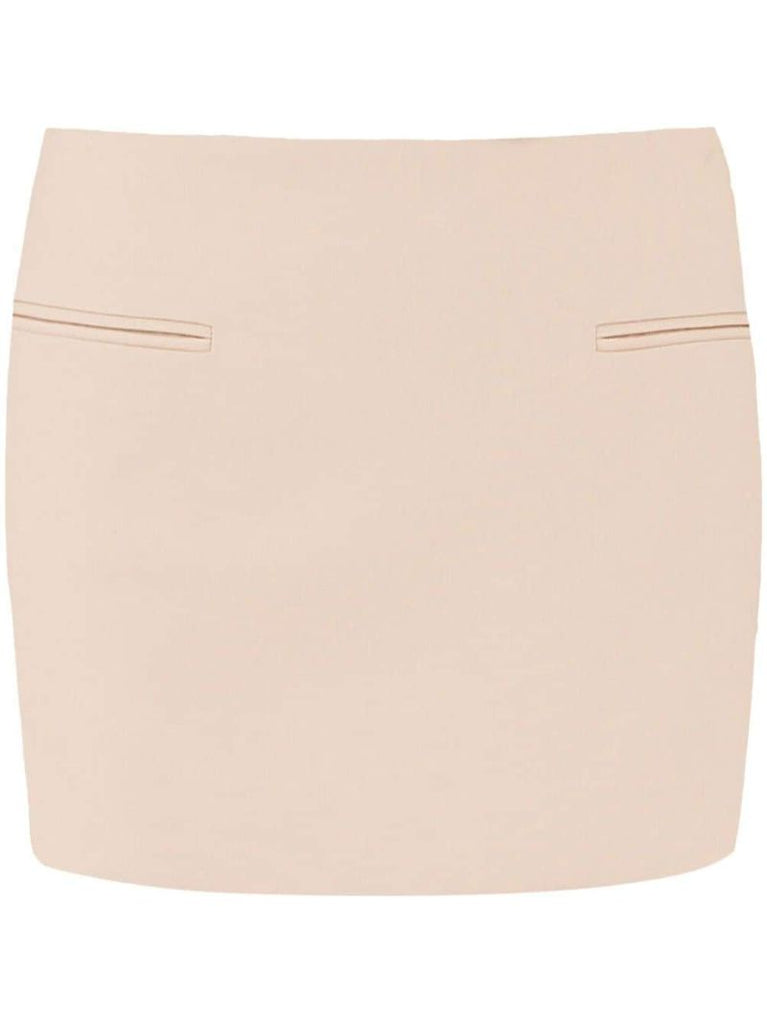 Neutral Virgin Wool Mini Skirt