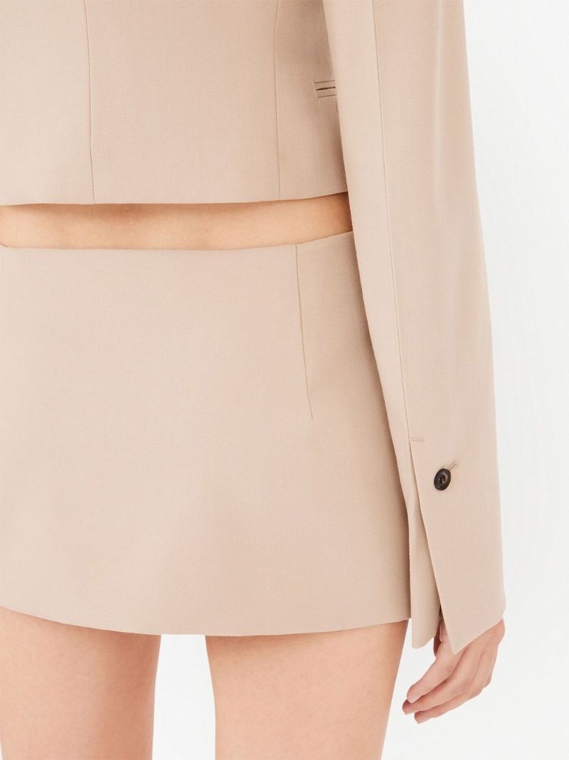 Neutral Virgin Wool Mini Skirt