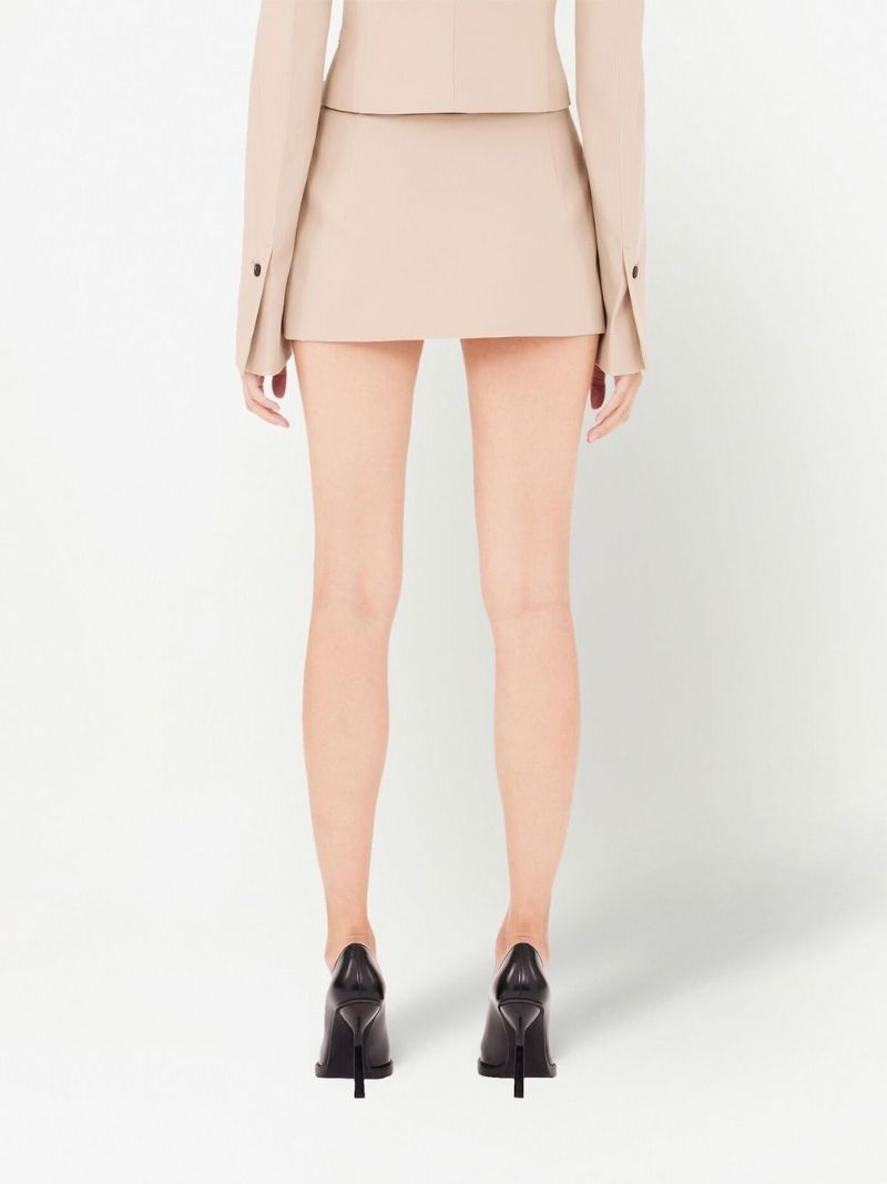 Neutral Virgin Wool Mini Skirt