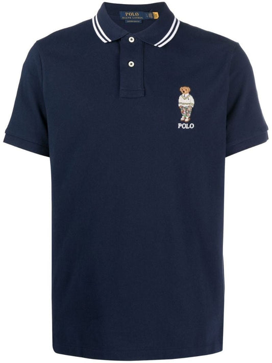 Blue Polo Bear Cotton Polo Shirt