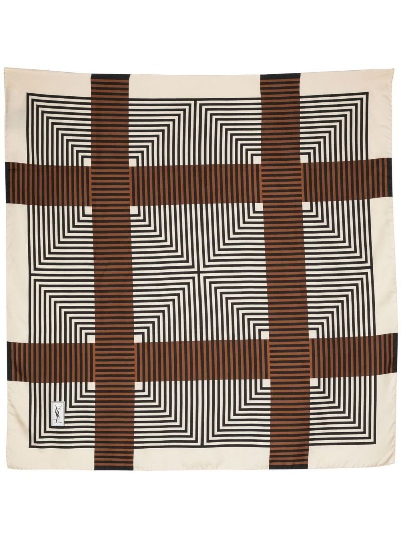 Neutral Striped Silk Scarf