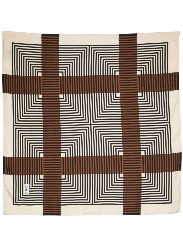 Neutral Striped Silk Scarf