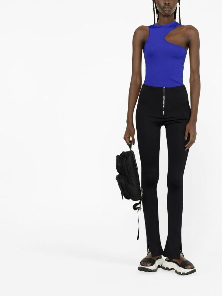 Black Zipped Flared Leggings