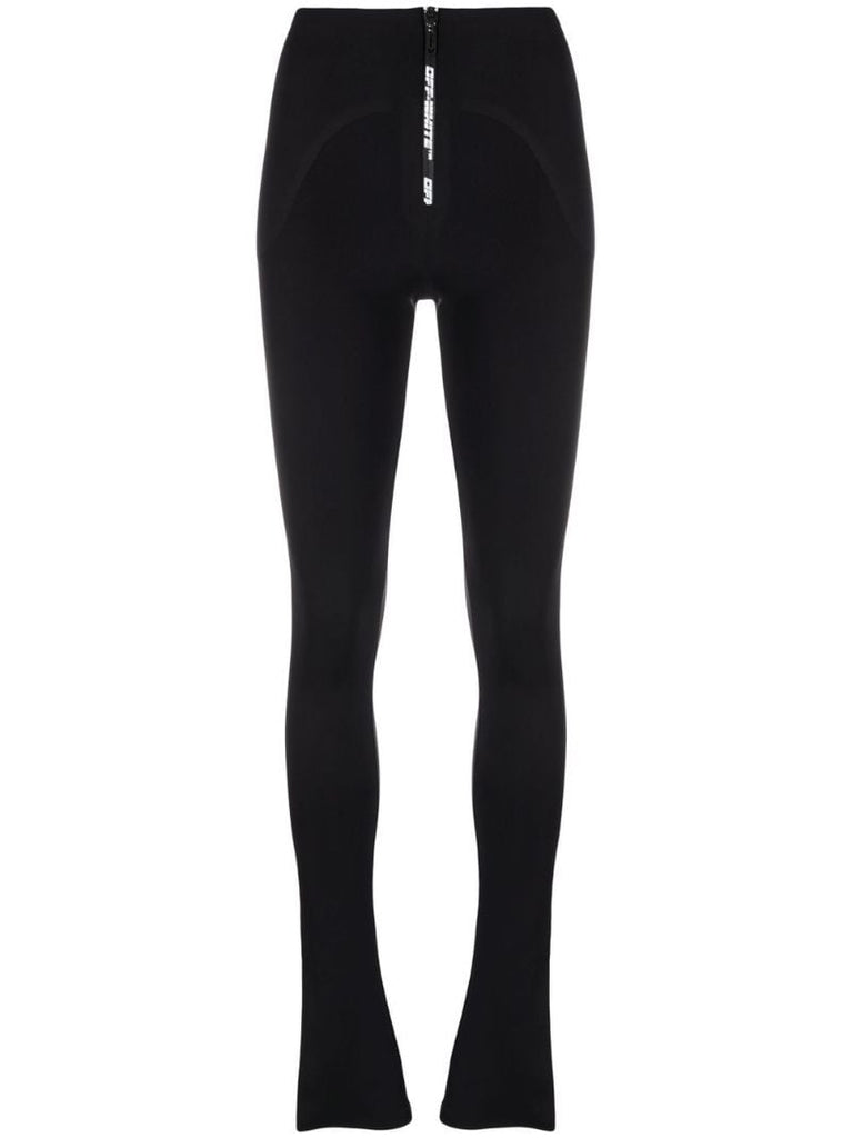 Black Zipped Flared Leggings