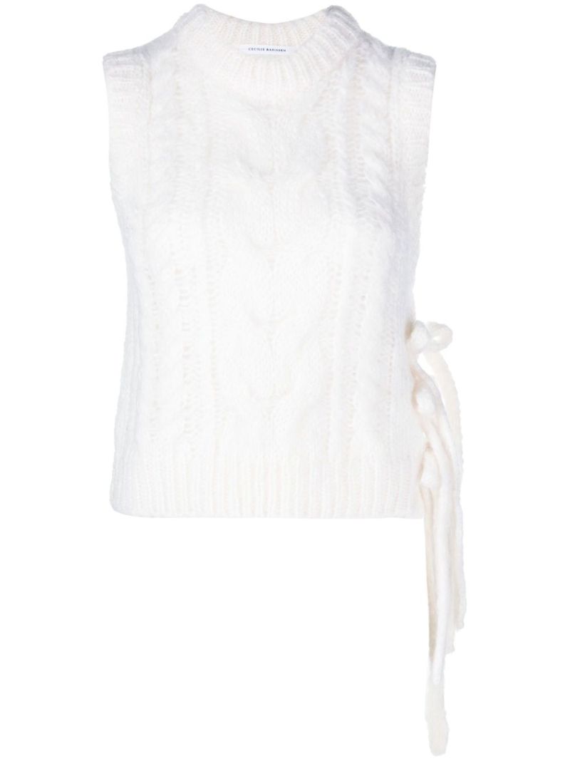 White Isa Cable Knit Vest