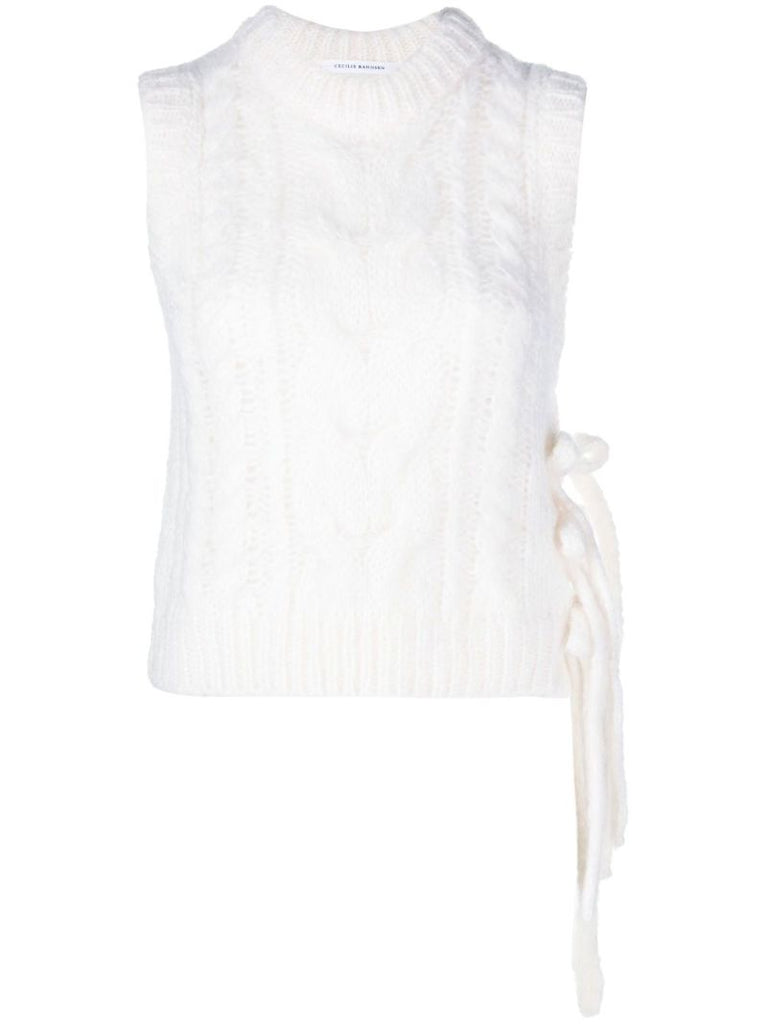 White Isa Cable Knit Vest