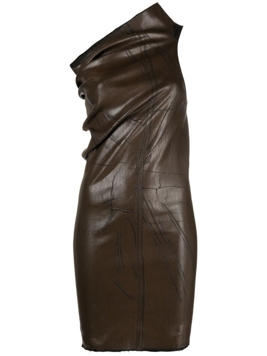 Brown Athena One-shoulder Mini Dress