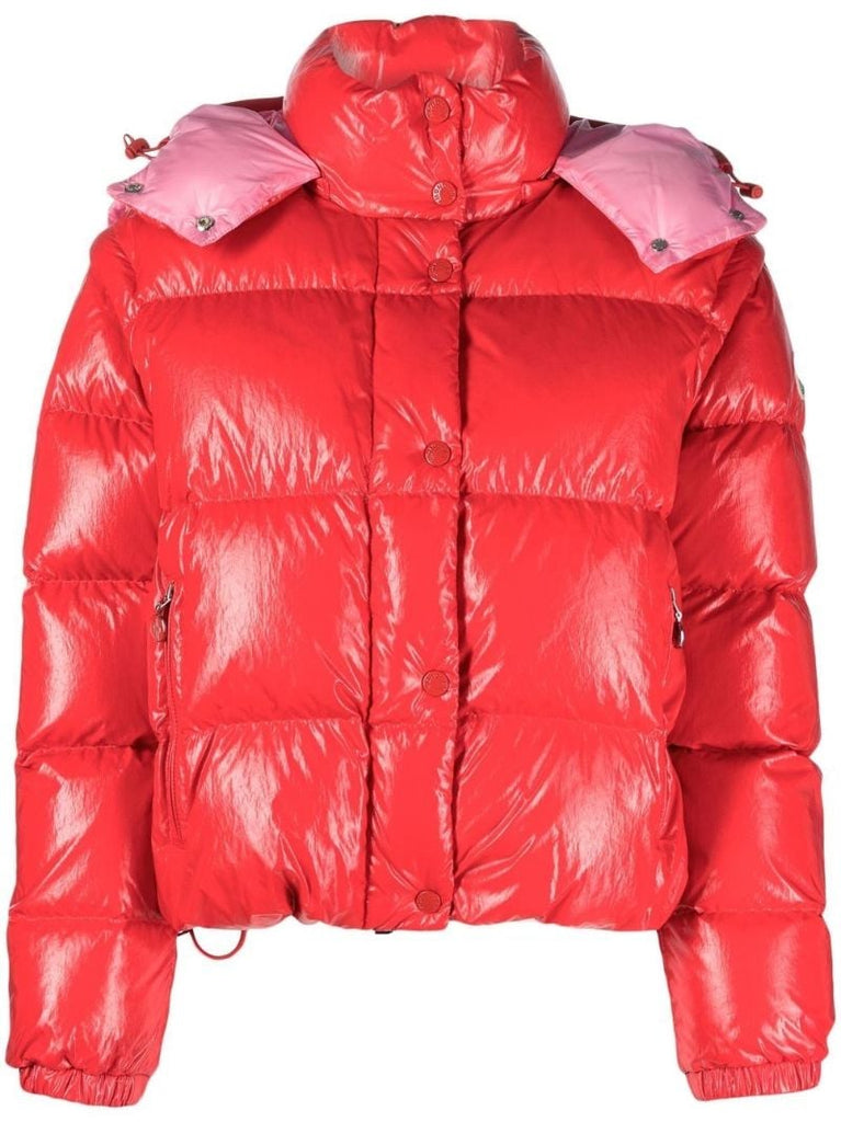 Bright Red Detachable Hood Down Jacket