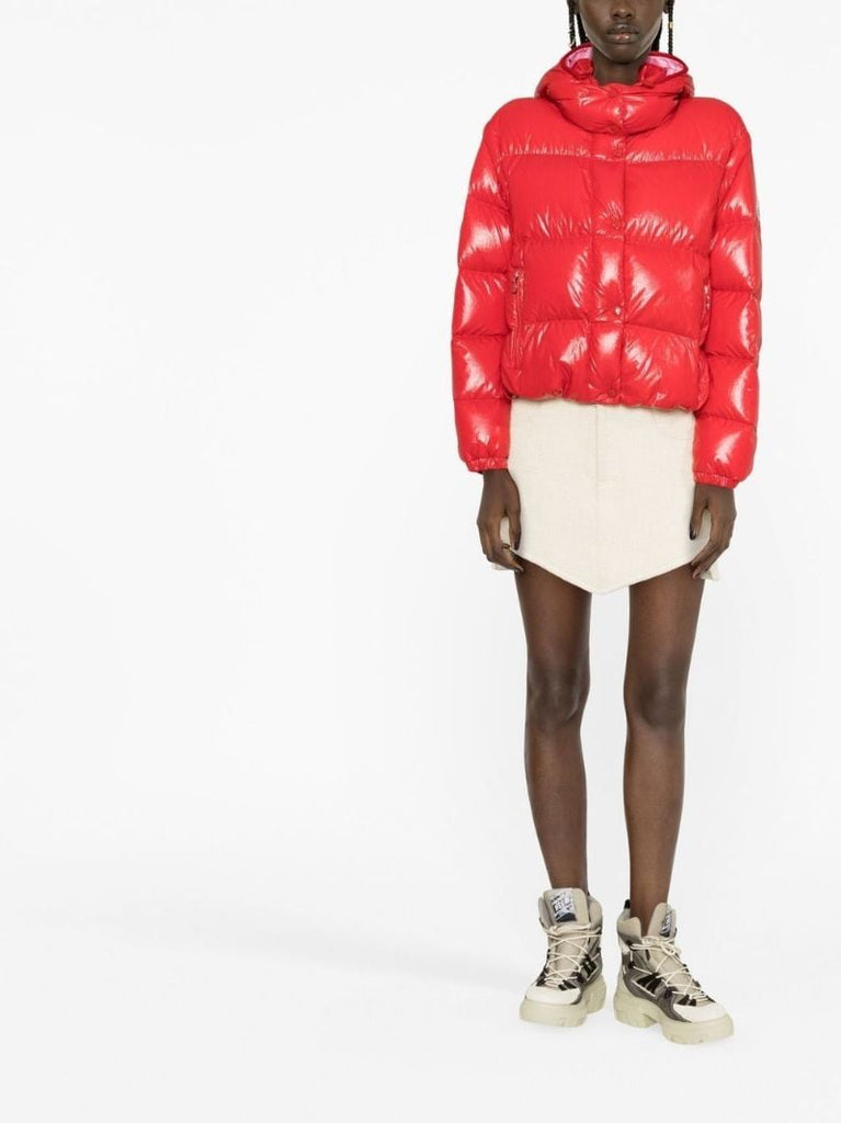 Bright Red Detachable Hood Down Jacket