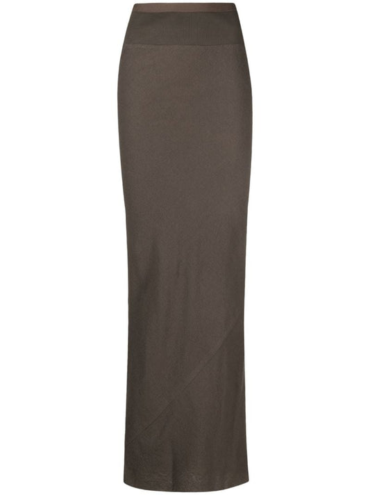 Green Coda Wool Maxi Skirt