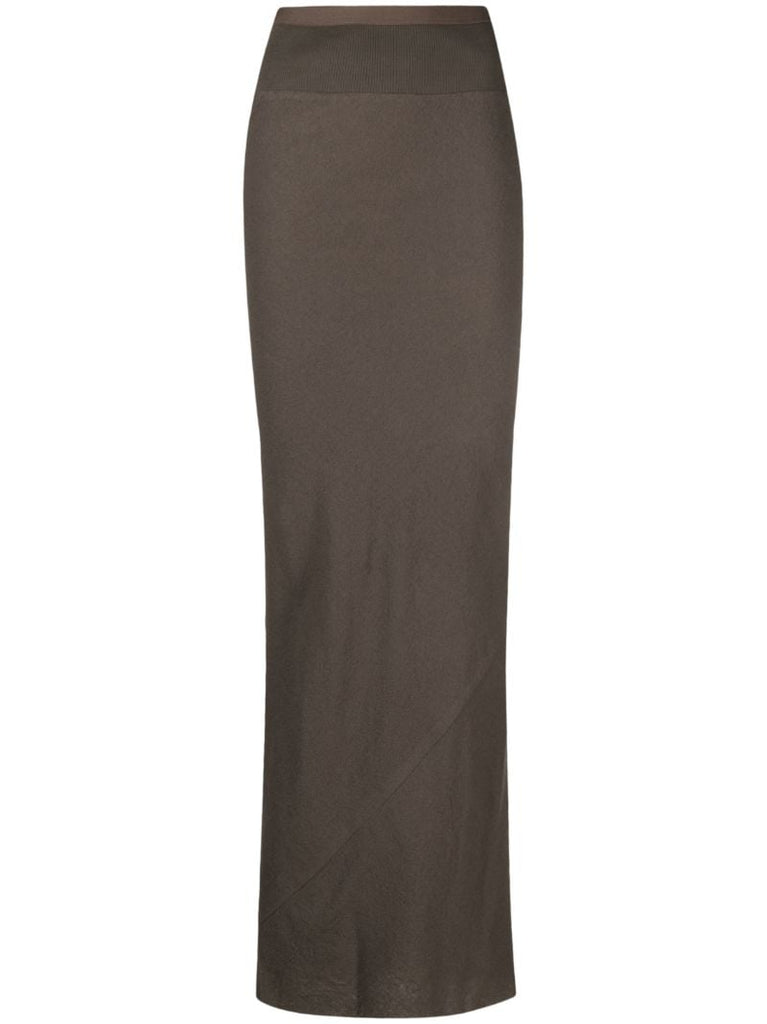 Green Coda Wool Maxi Skirt