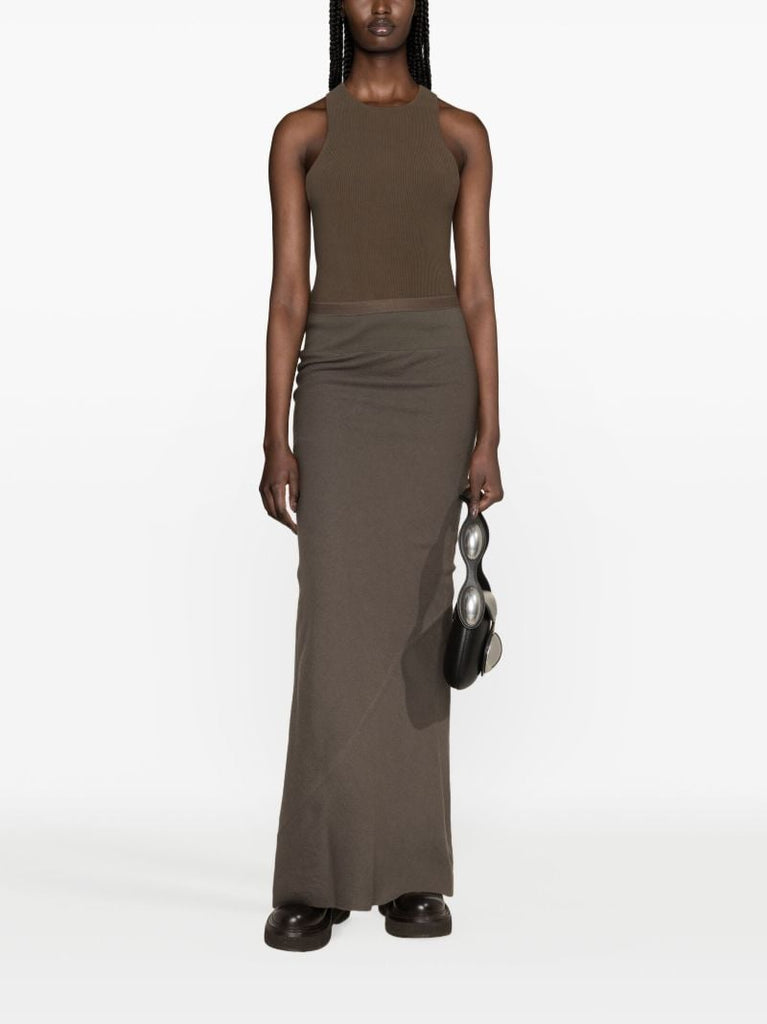 Green Coda Wool Maxi Skirt