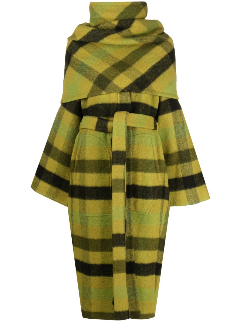 Green Dagger Robe Plaid Wool Coat