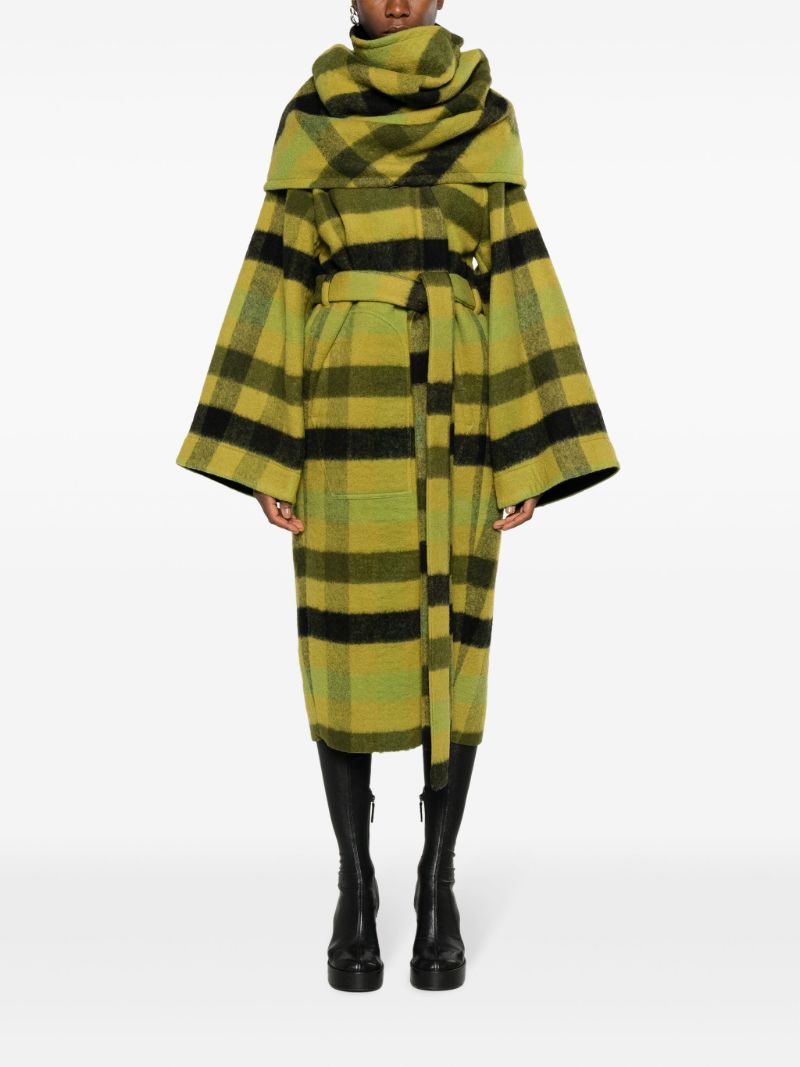Green Dagger Robe Plaid Wool Coat