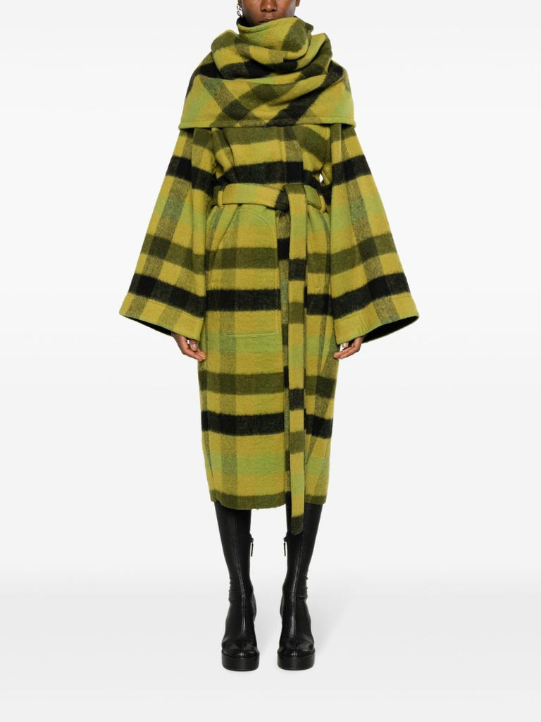 Green Dagger Robe Plaid Wool Coat