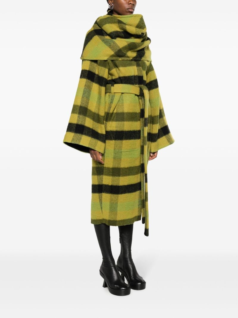 Green Dagger Robe Plaid Wool Coat