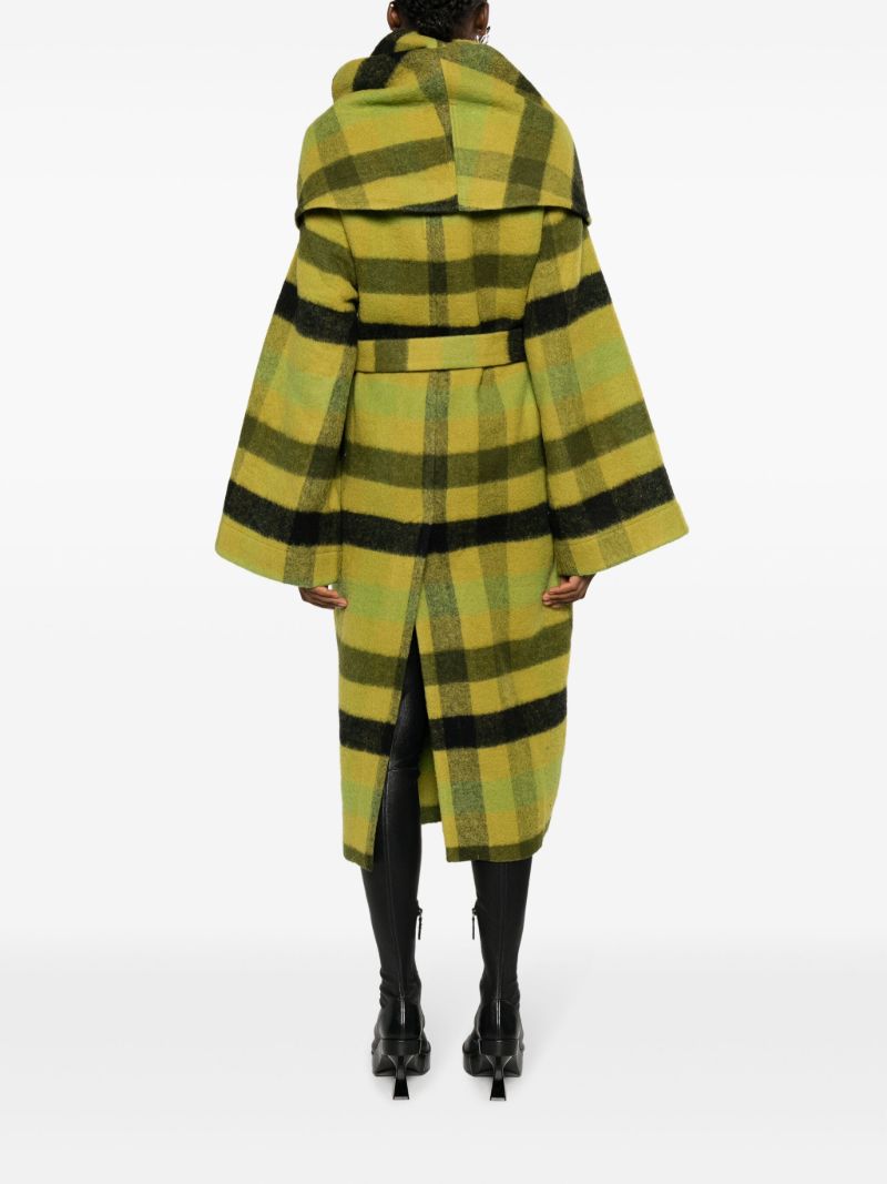 Green Dagger Robe Plaid Wool Coat