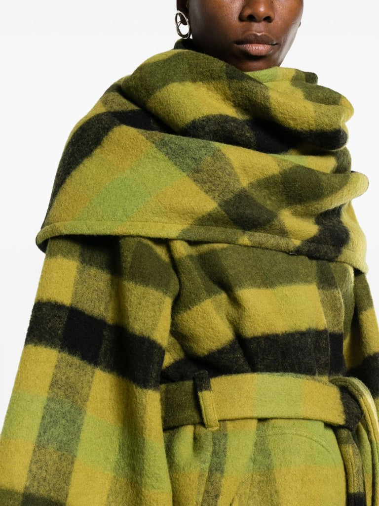 Green Dagger Robe Plaid Wool Coat