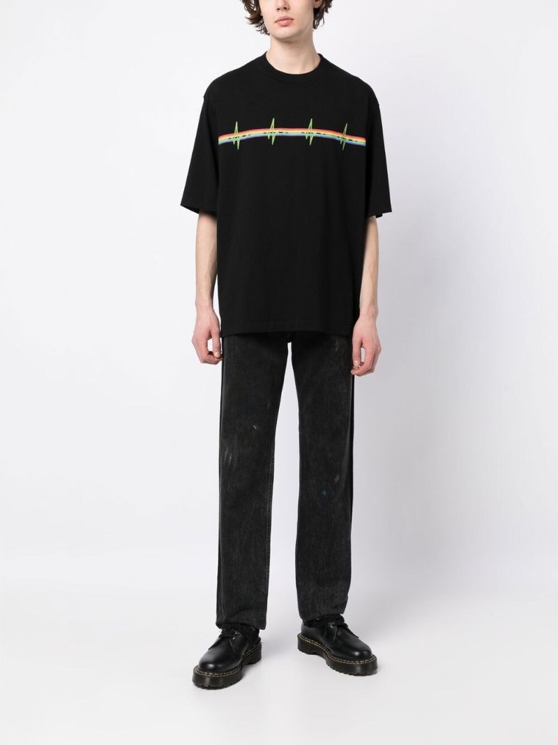 Black Graphic Print Cotton T-shirt