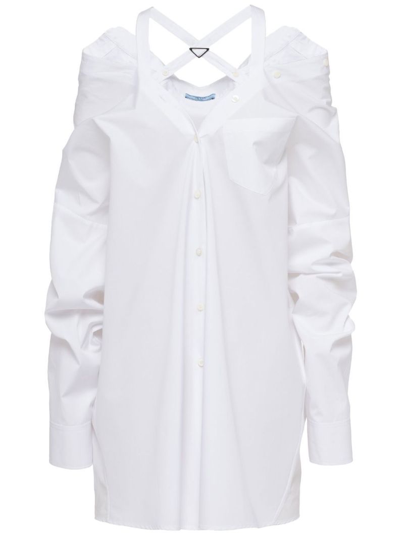 White Cut-out Shirt Dress