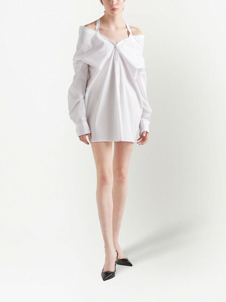 White Cut-out Shirt Dress