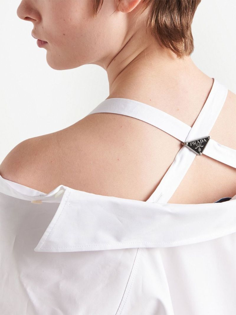 White Cut-out Shirt Dress