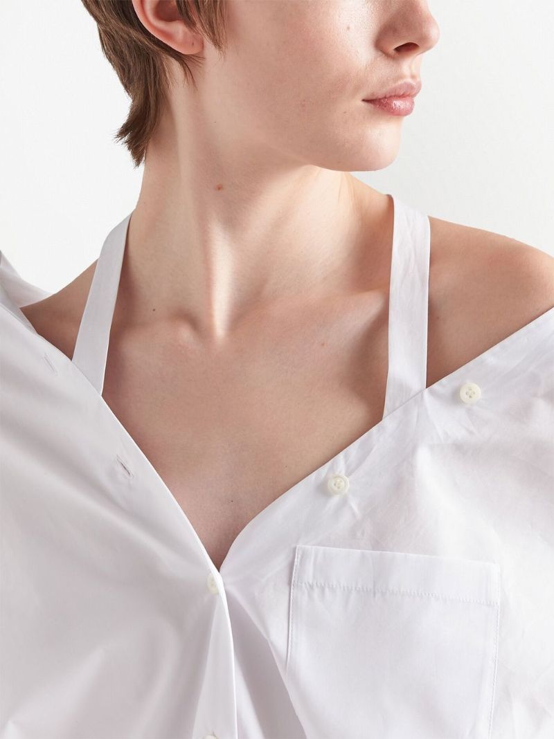 White Cut-out Shirt Dress