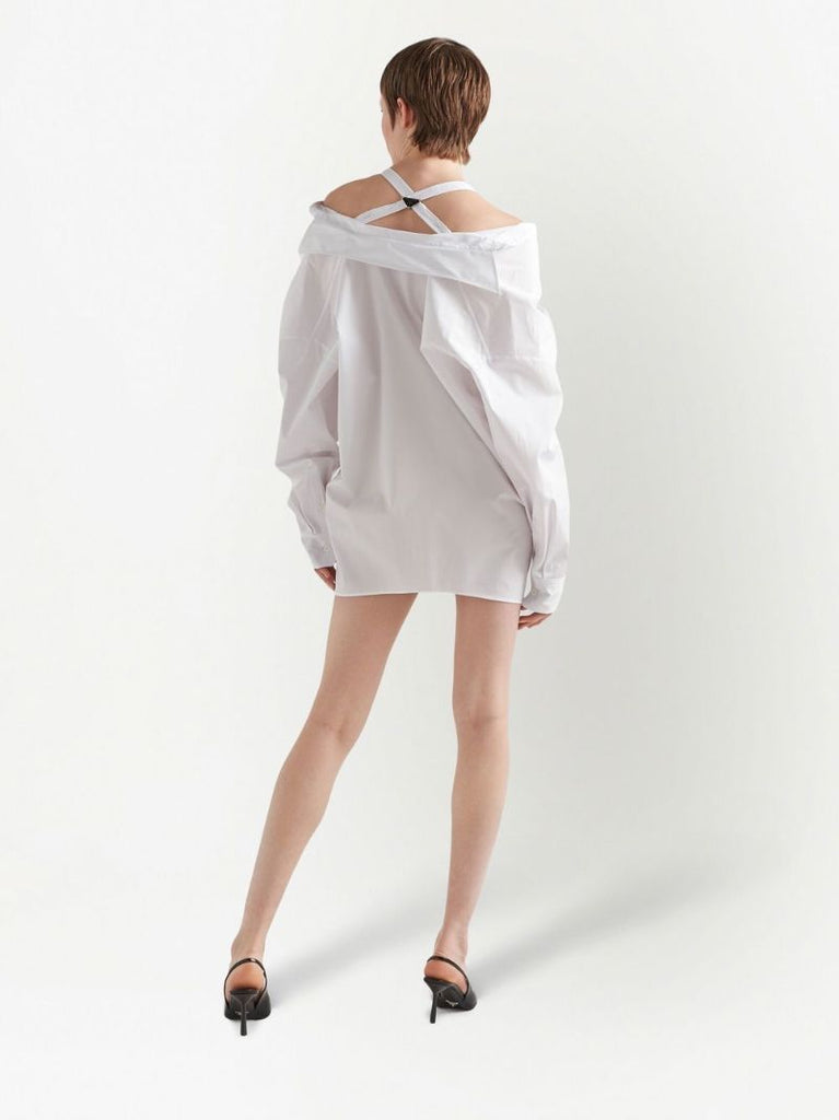 White Cut-out Shirt Dress