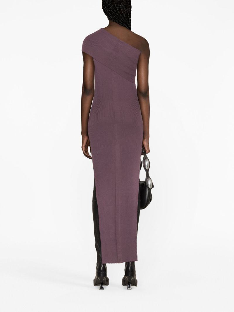 Purple One-shoulder Knitted Midi Dress