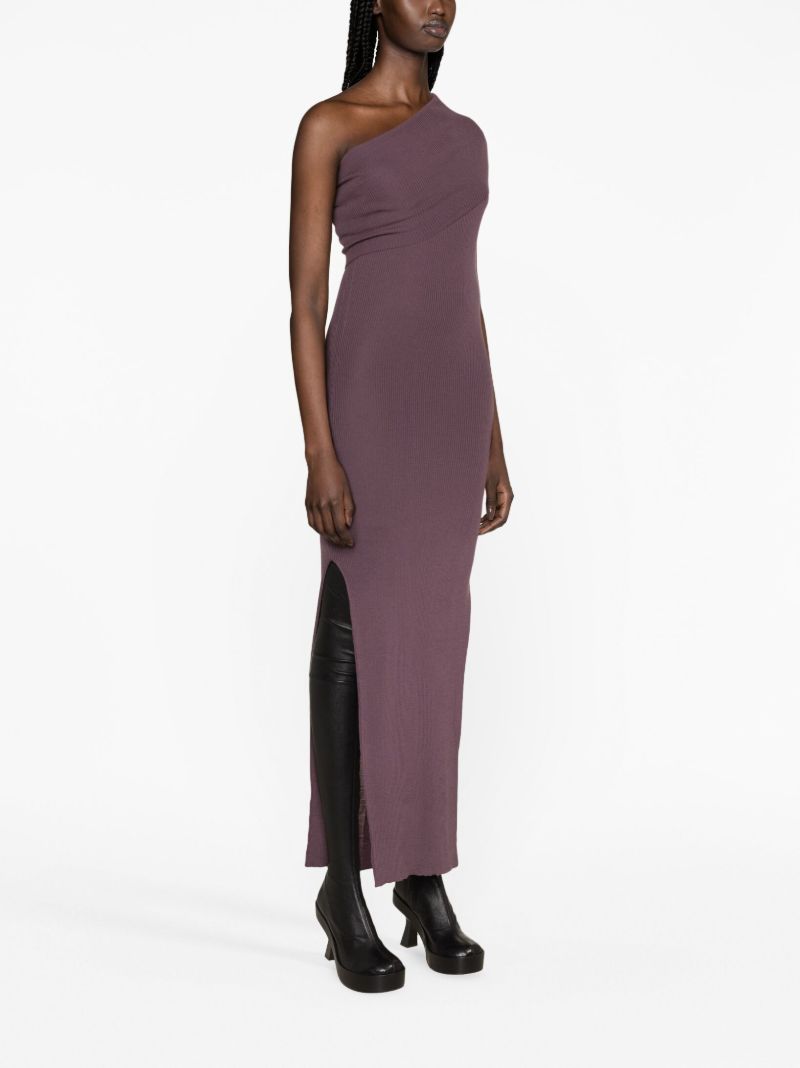 Purple One-shoulder Knitted Midi Dress
