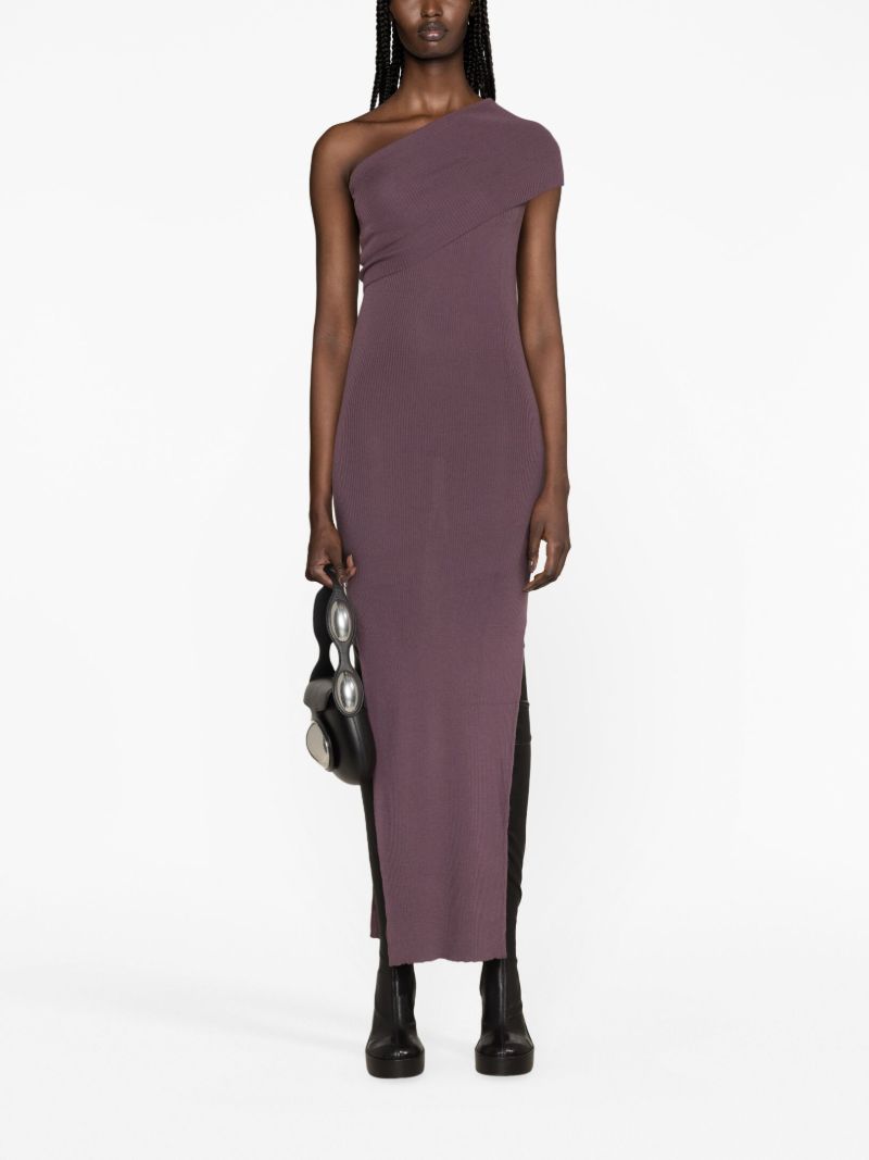 Purple One-shoulder Knitted Midi Dress