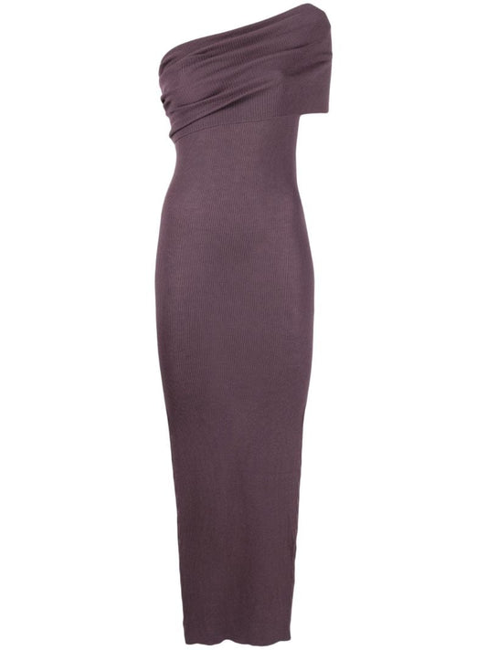 Purple One-shoulder Knitted Midi Dress