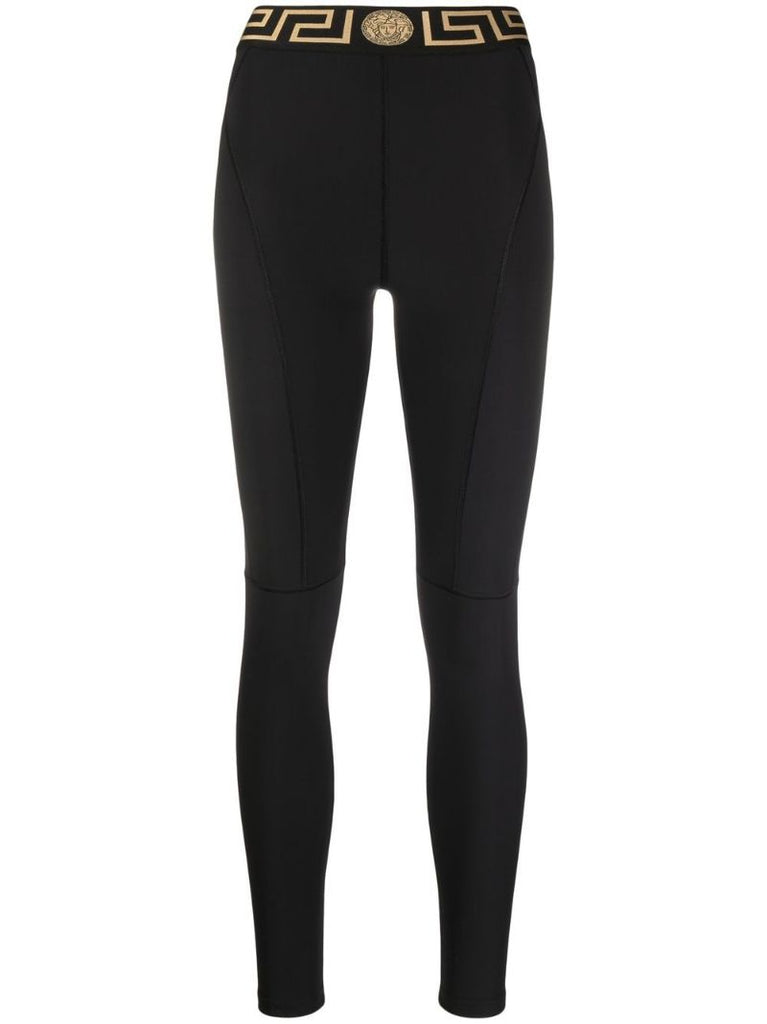 Black Greca Waistband Leggings