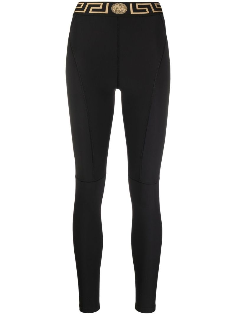 Black Greca Waistband Leggings