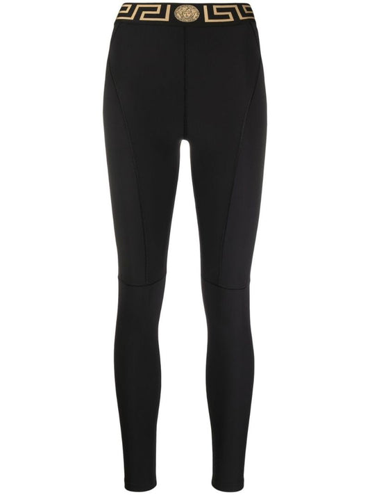 Black Greca Waistband Leggings