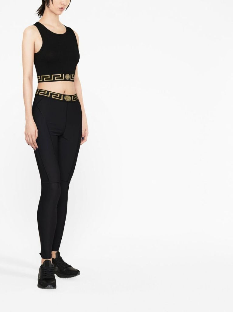 Black Greca Waistband Leggings