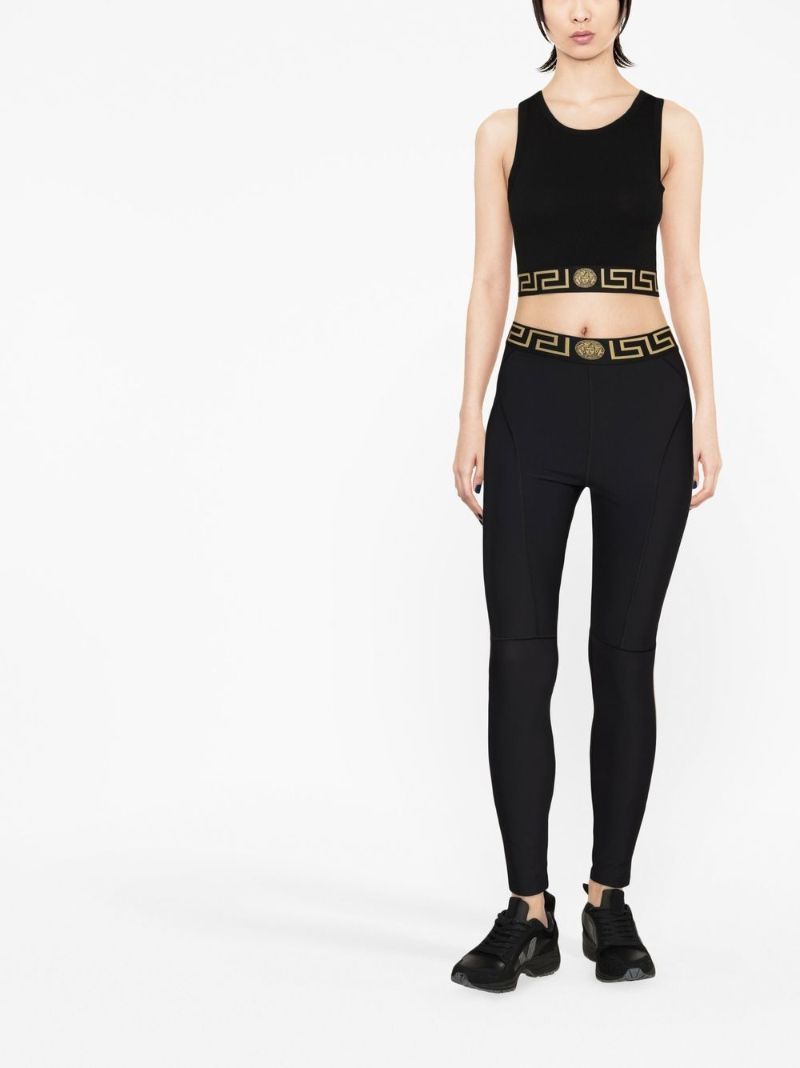 Black Greca Waistband Leggings