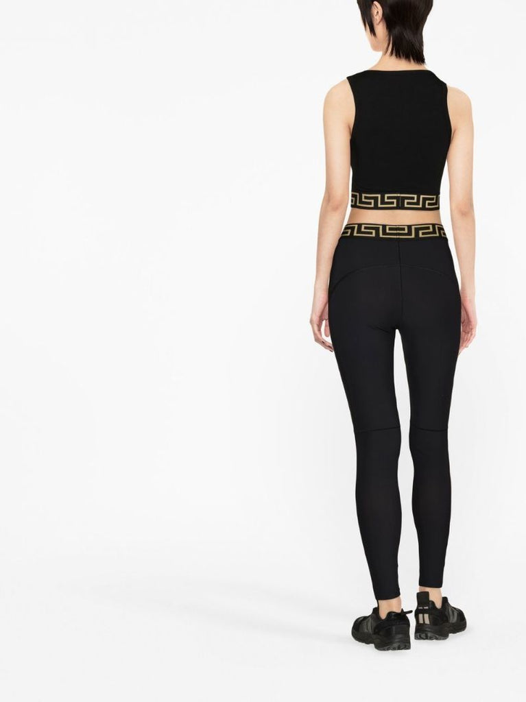 Black Greca Waistband Leggings