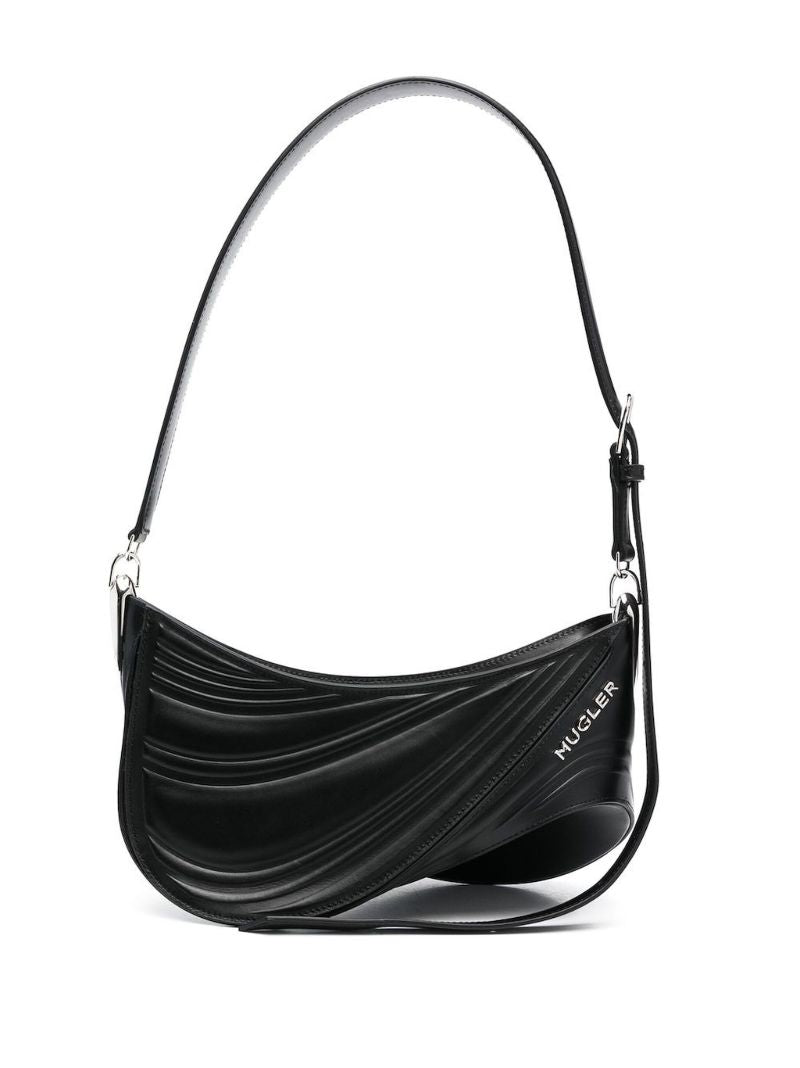 Black Spiral Curve 01 Medium Shoulder Bag