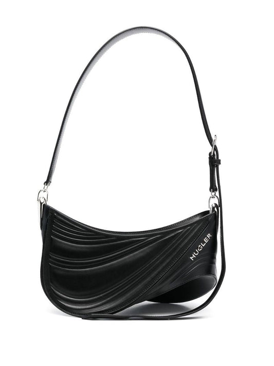 Black Spiral Curve 01 Medium Shoulder Bag