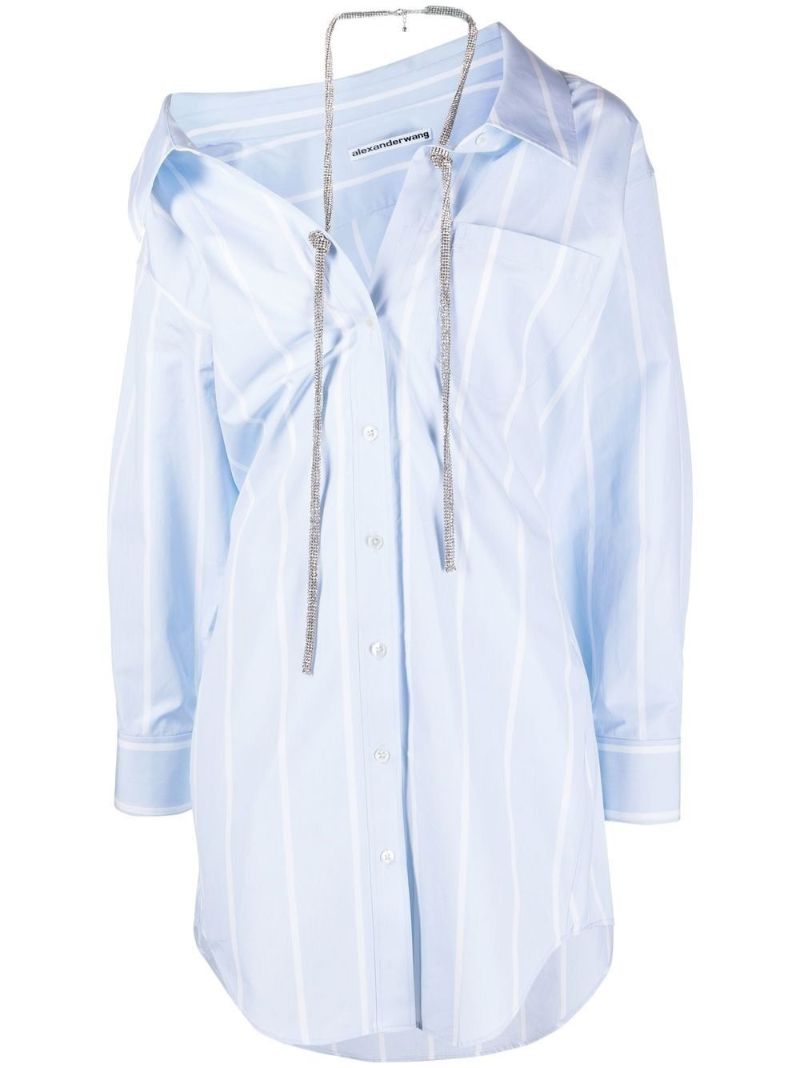 Blue Off-the-shoulder Shirt Dress