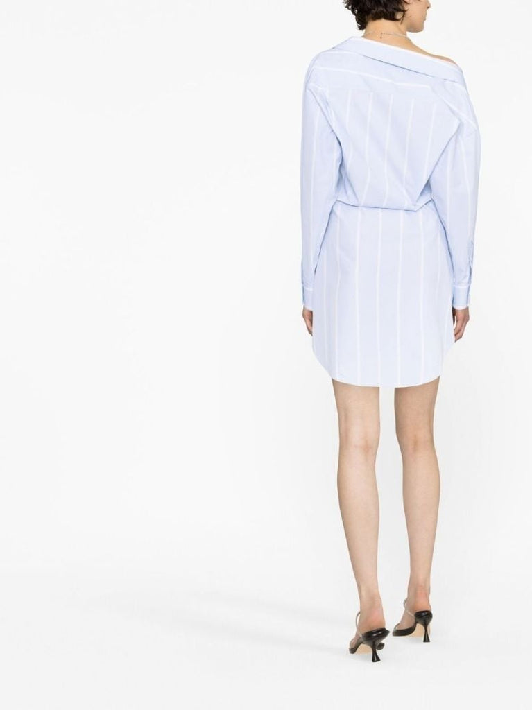 Blue Off-the-shoulder Shirt Dress