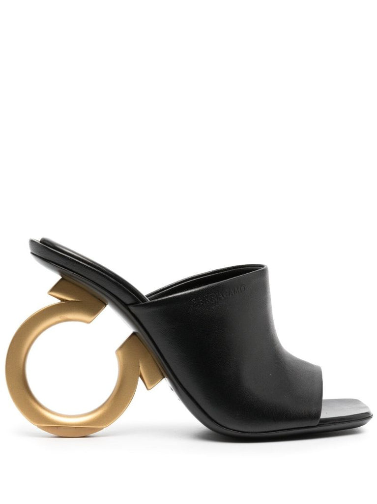 Black Gancini Open Toe Mules