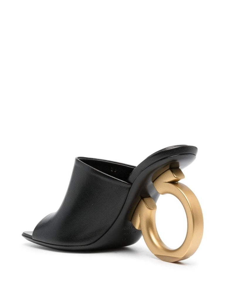 Black Gancini Open Toe Mules