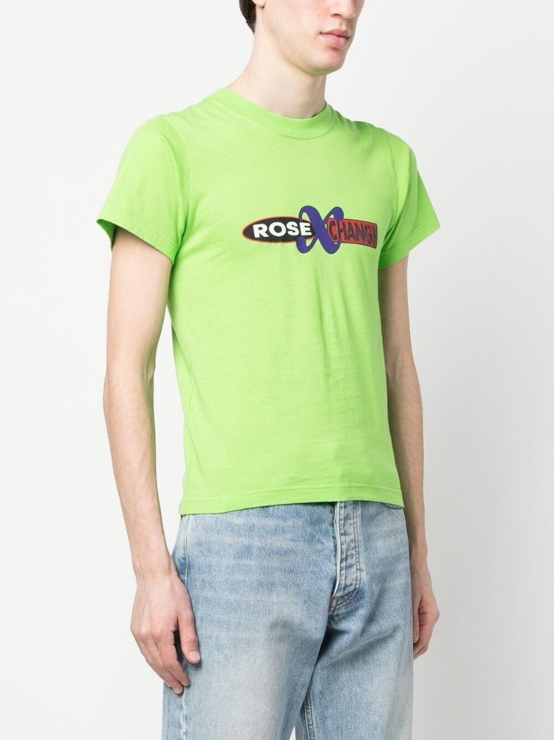 Green Slogan Print Cotton T-shirt