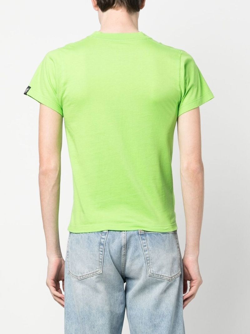Green Slogan Print Cotton T-shirt