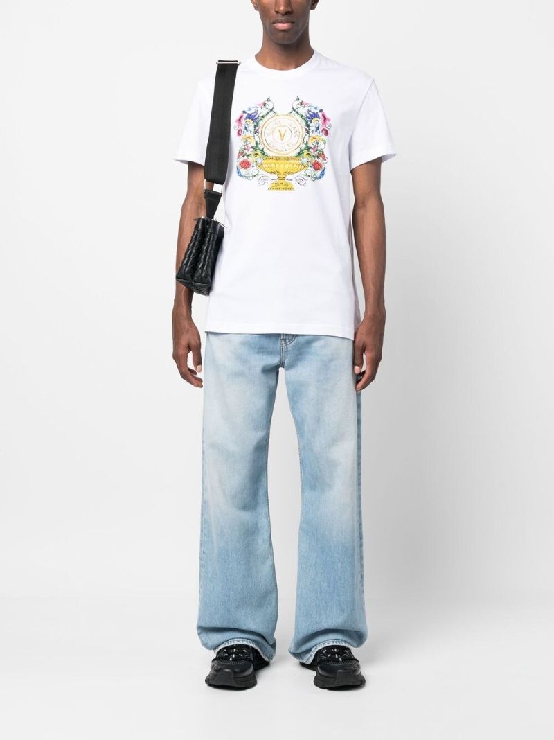 White Graphic Print Cotton T-shirt