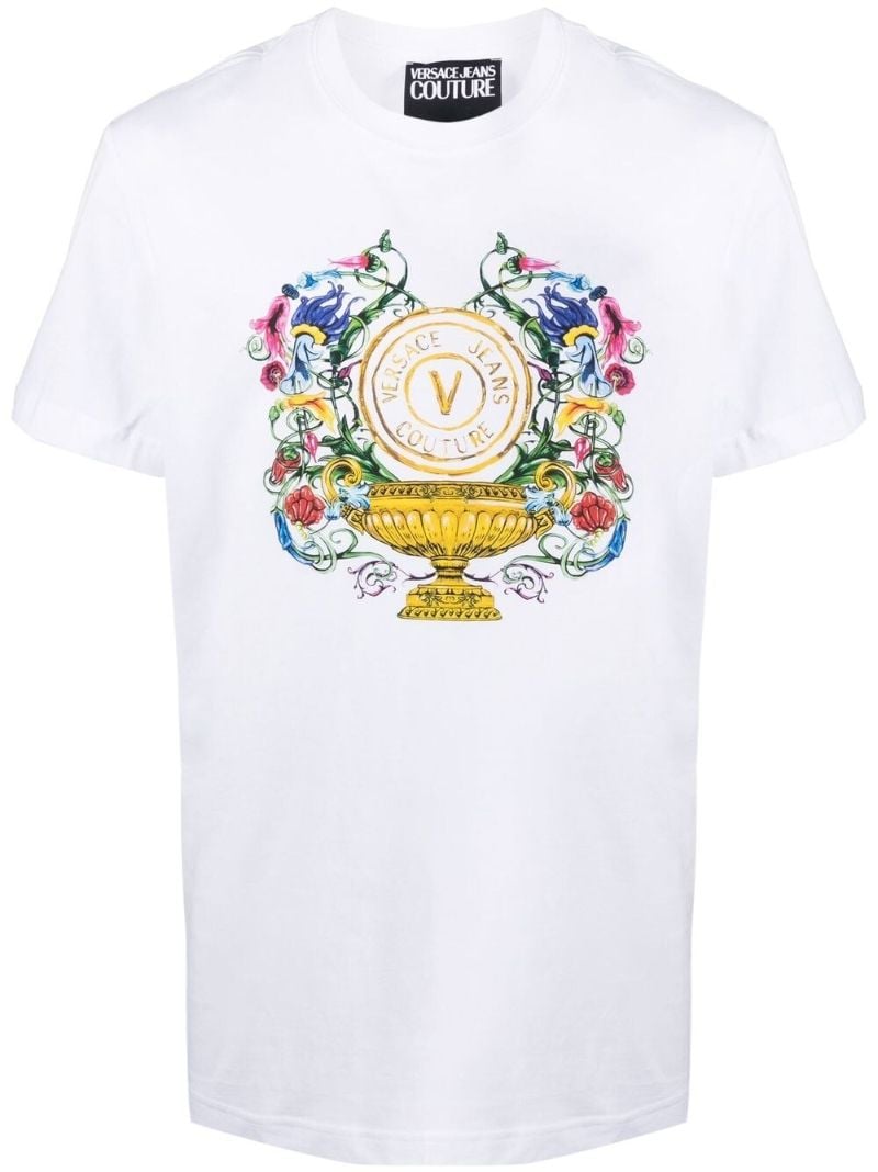 White Graphic Print Cotton T-shirt
